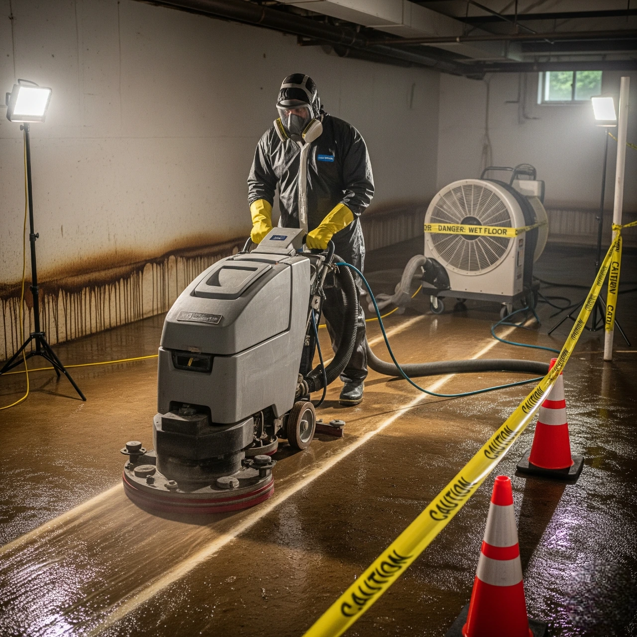 Sewage cleanup services Santa Rosa – professional sanitizing contaminated floor